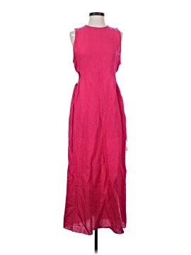 strapless open back dress Zara Pink Tie Dye Linen Sleeveless Midi Dress