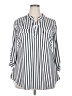 Nandashe Stripes Silver Long Sleeve Blouse Size 2X - photo 1