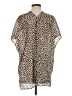 Adrienne 100% Polyester Animal Print Tan Short Sleeve Blouse Size S - photo 2