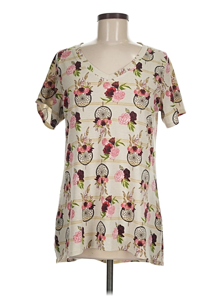 Pre-owned Lularoe Short Sleeve Blouse In Ivory