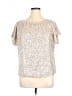 Cbrand 100% Polyester Metallic Silver Short Sleeve Blouse Size XL - photo 1