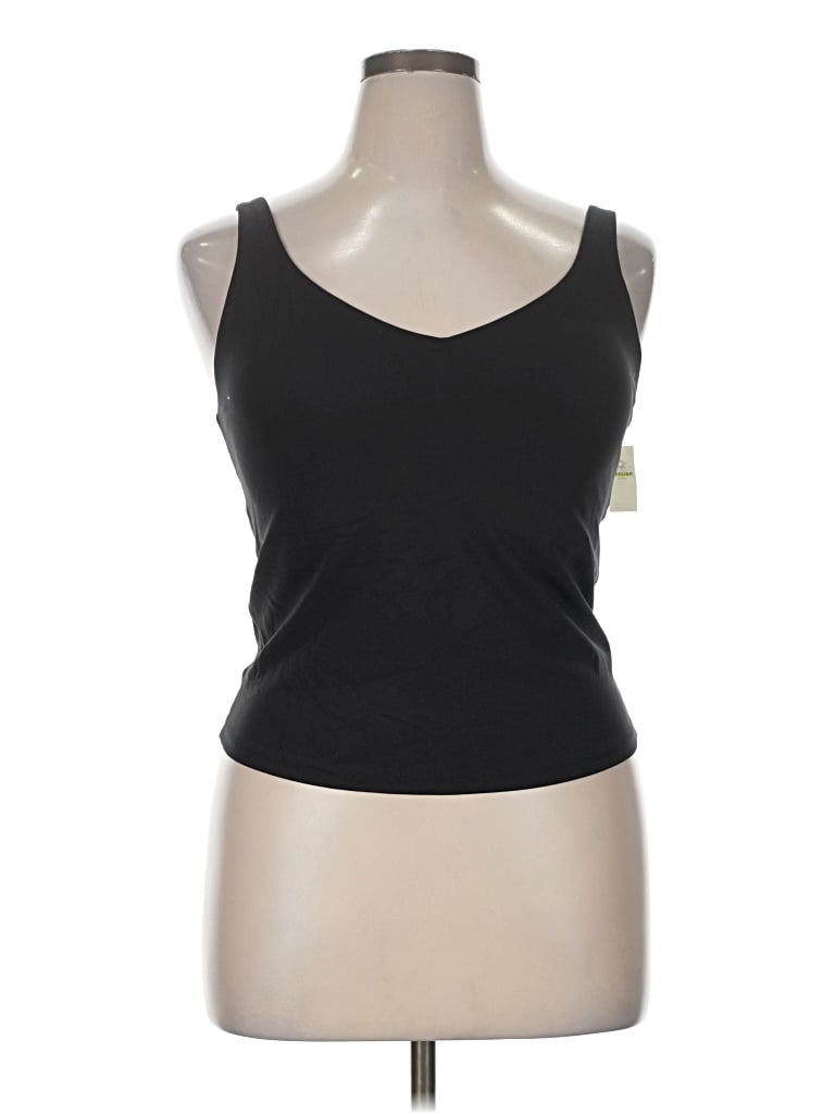 Offline By Aerie Tank Top Black Solid Pattern Sweetheart Neckline Tops