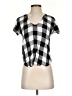 Cloth & Stone 100% Rayon Checkered-gingham Black Short Sleeve Top Size XS - photo 1
