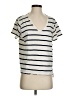 Double Zero 100% Cotton Stripes Ivory Short Sleeve T-Shirt Size S - photo 1