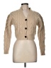 FRAME 100% Merino Extra Fine Wool Argyle Solid Chevron-herringbone Tan Wool Cardigan Size M - photo 1