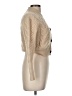 FRAME 100% Merino Extra Fine Wool Argyle Solid Chevron-herringbone Tan Wool Cardigan Size M - photo 4