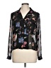 T Tahari 100% Polyester Floral Black Long Sleeve Blouse Size L - photo 1