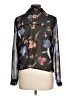 T Tahari 100% Polyester Floral Black Long Sleeve Blouse Size L - photo 2
