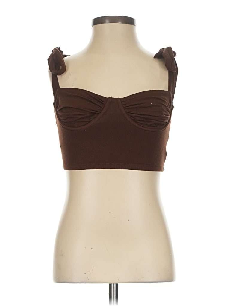 Pre-owned Adika Sleeveless Top Brown Sweetheart Neckline Tops