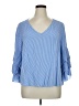 Unbranded 100% Rayon Blue 3/4 Sleeve Blouse Size XL (estimated) - photo 1