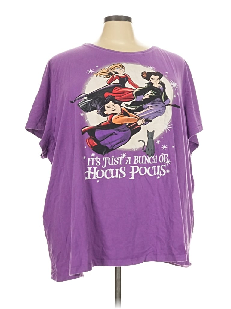 Pre-owned Disney Short Sleeve Top Purple Scoop Neck Tops