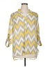 Tacera 100% Polyester Chevron-herringbone Yellow 3/4 Sleeve Blouse Size XL - photo 1
