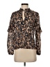 Intermix Floral Blue Brown Long Sleeve Blouse Size S - photo 1