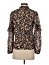 Intermix Floral Blue Brown Long Sleeve Blouse Size S - photo 2