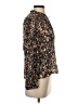 Intermix Floral Blue Brown Long Sleeve Blouse Size S - photo 4