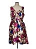Eliza J 100% Polyester Print Brown Blue Cocktail Dress Size L (estimated) - photo 1