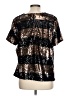 Maeve Metallic Stripes Color Block Gold Short Sleeve Top Size L - photo 2