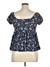 Torrid Blue Short Sleeve Blouse Size 1X Plus (1) - photo 2