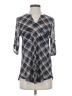 Faith and Joy Argyle Blue 3/4 Sleeve Blouse Size S - photo 1