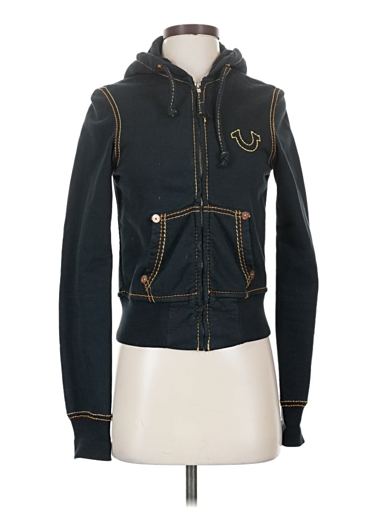 Pre-owned True Religion Zip Up Hoodie In Black