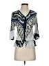 Deletta 100% Viscose Print Blue 3/4 Sleeve Blouse Size XS - photo 1