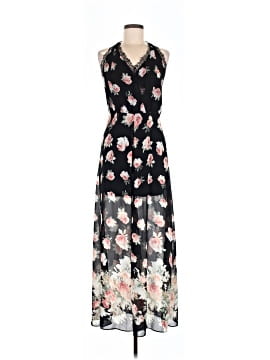 chinese dress ladies Tonight's the Night Floral Halter Maxi Dress- Black