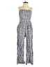 J.Crew 100% Linen Checkered-gingham Blue Jumpsuit Size 00 - photo 1