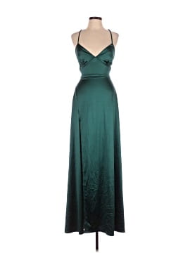 green emerald velvet dress Silvia Lace-Up Floral Satin A-Line Formal Dress main image 1