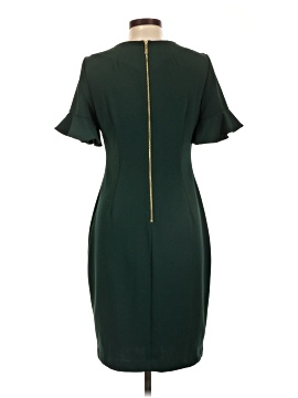 green emerald velvet dress Calvin Klein Tulip-Sleeve Midi Dress MSRP $99  DGFOutlet