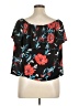 Bar III 100% Polyester Black Short Sleeve Blouse Size XL - photo 2