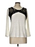 Sandro 100% Linen Solid Marled Color Block Ivory Long Sleeve Top Size Lg (3) - photo 1