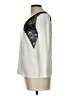 Sandro 100% Linen Solid Marled Color Block Ivory Long Sleeve Top Size Lg (3) - photo 5