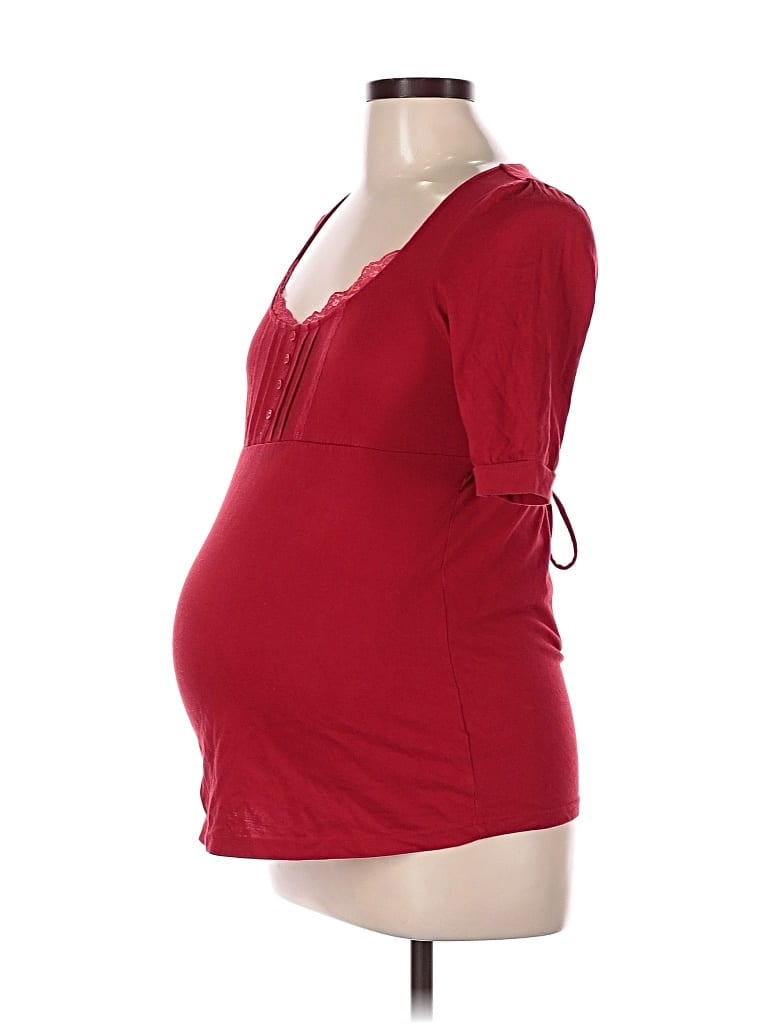 Pre-owned One Step Up 3/4 Sleeve Top Red Sweetheart Neckline Tops