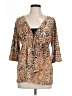 Ambrielle Animal Print Tan Brown 3/4 Sleeve Blouse Size L - photo 1