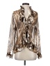 Grege 100% Polyester Brown Tan Long Sleeve Blouse Size 3 - photo 1