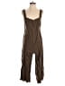 Wrap 100% Linen Solid Brown Jumpsuit Size 4 - photo 1