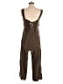 Wrap 100% Linen Solid Brown Jumpsuit Size 4 - photo 2
