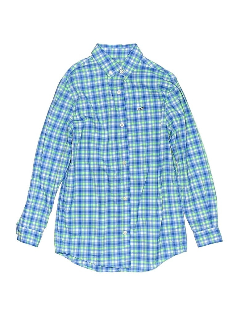 Pre-owned Vineyard Vines Performance Kids' Long Sleeve Button Down Shirt In Blue