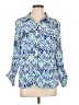 Notations Print Blue 3/4 Sleeve Blouse Size L - photo 1