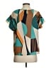 Unbranded Color Block Teal Short Sleeve Blouse Size S - photo 2