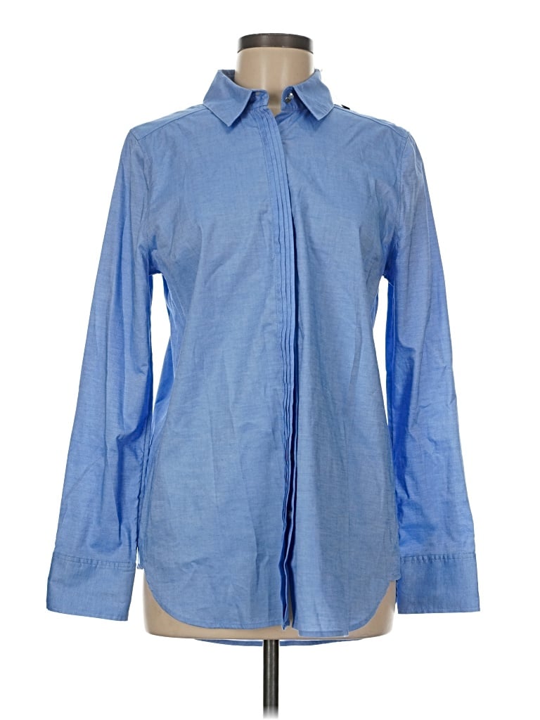 White House Black Market Long Sleeve Button Down Shirt In Blue