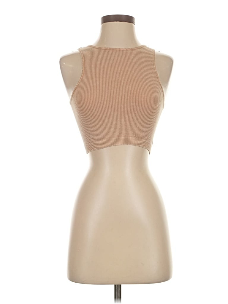 Pre-owned Cotton Candy Tank Top Tan Halter Neckline Tops In Brown