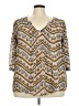 Eyeshadow 100% Polyester Tan 3/4 Sleeve Blouse Size 2X - photo 1