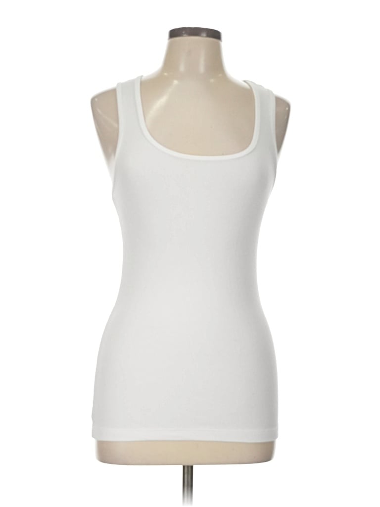Pre-owned Peach Tank Top White Strapless Neckline Tops
