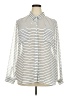 Old Navy 100% Polyester Stripes Silver Long Sleeve Blouse Size XXL - photo 1