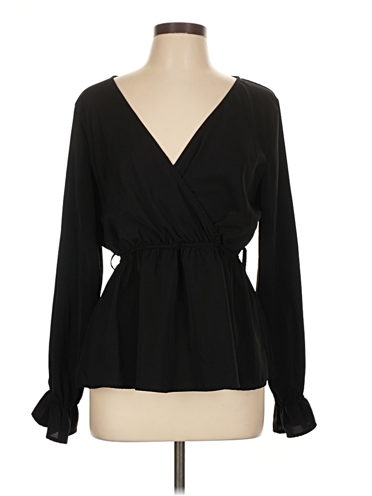 Pre-owned Shein Long Sleeve Blouse In Black