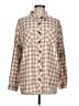Maurices Checkered-gingham Tan Long Sleeve Button-Down Shirt Size L - photo 1