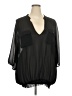 Lane Bryant 100% Polyester Black 3/4 Sleeve Blouse Size 26 - 28 Plus - photo 1