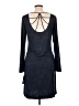 Olivaceous Solid Blue Casual Dress Size L - photo 2