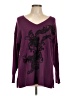 Chico's Paisley Floral Graphic Solid Purple Pullover Sweater Size L - photo 1